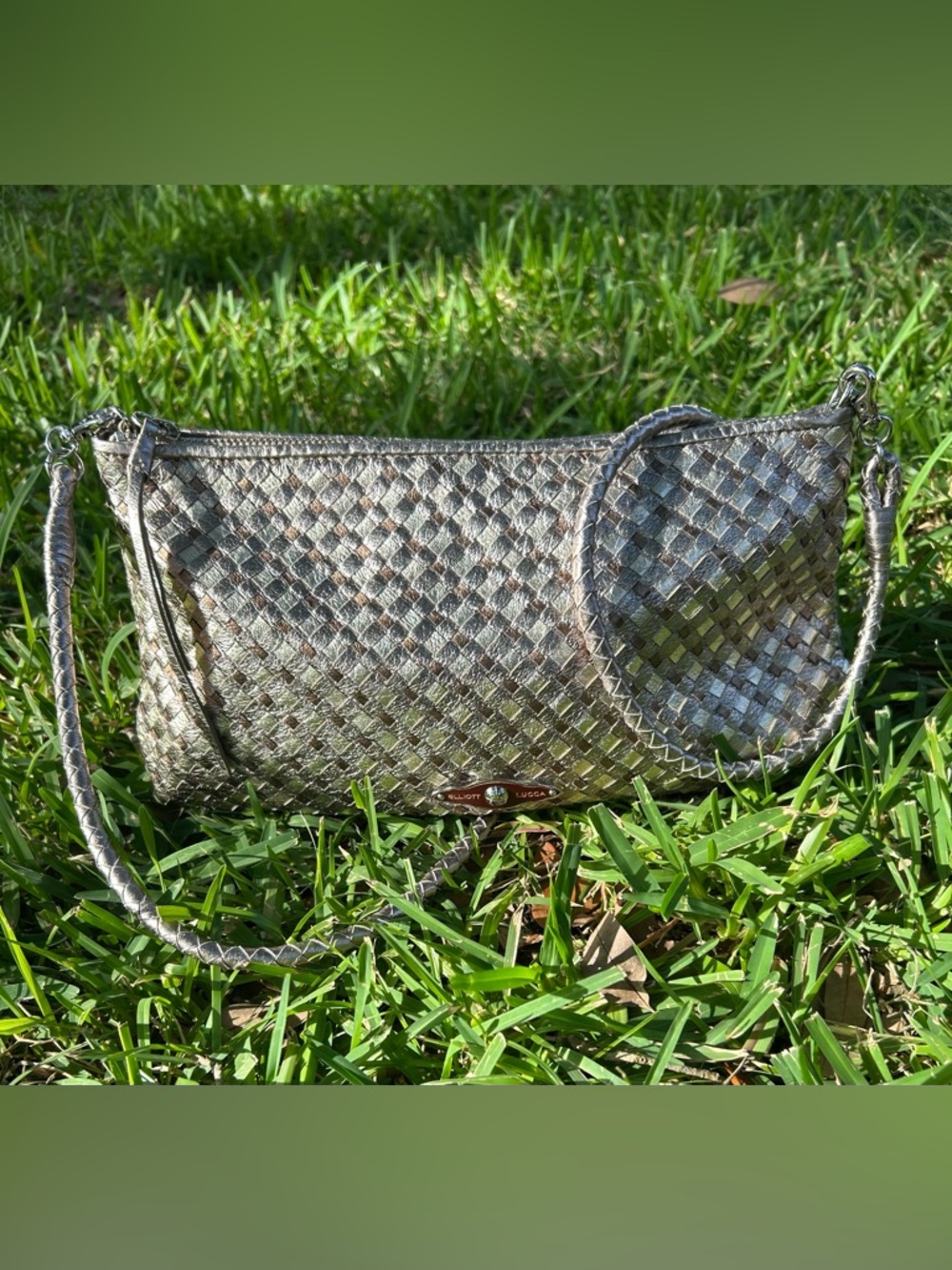 Elliott Lucca Metallic Woven Leather Bag